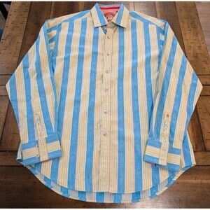 Robert Graham Vertical Striped Long Sleeve Button Up Shirt Large Flip Cuff